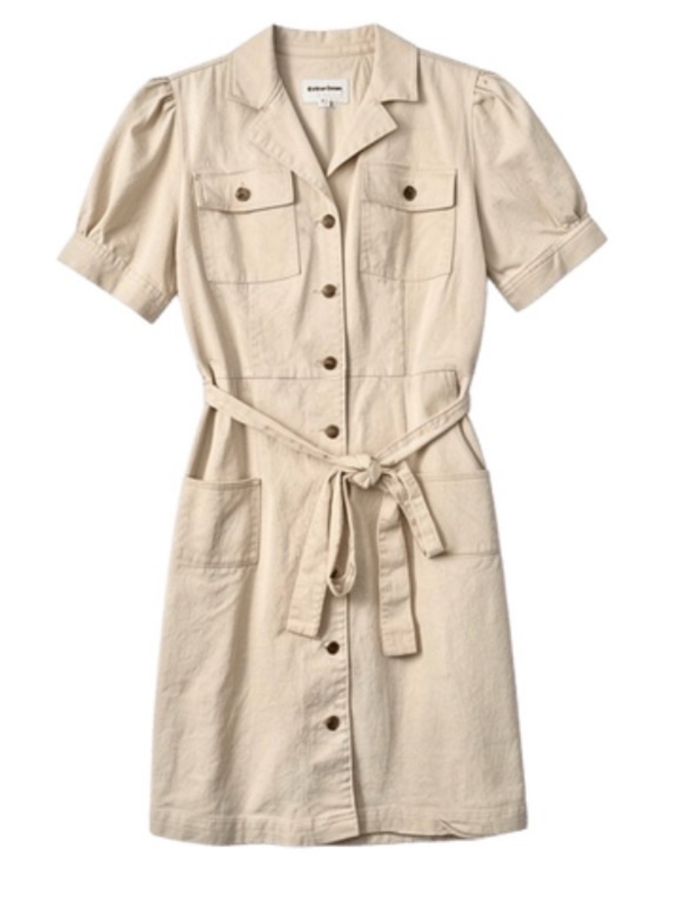 Shelby & Palmer Cream Button-Front Midi Shirt Dress